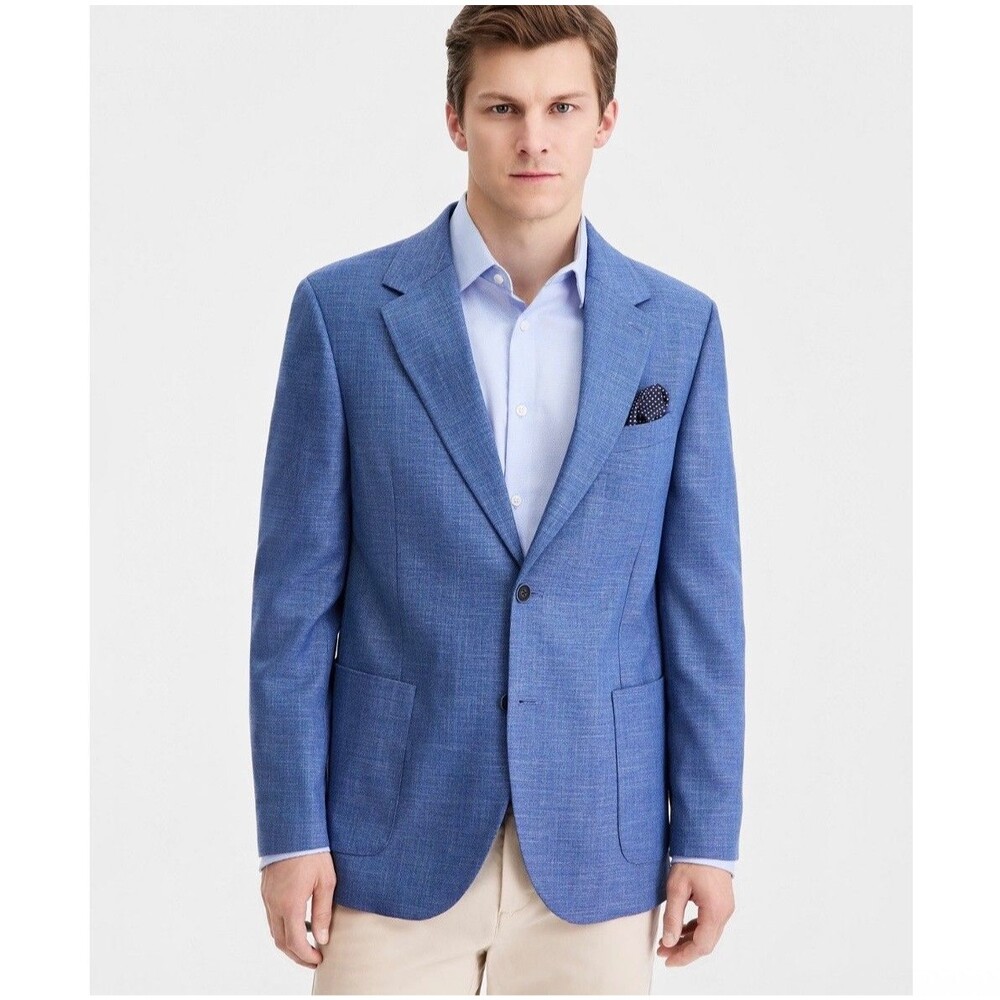 $295 NEW NAUTICA MENS 38R SOLID BLUE MODERN FIT BLAZER SPORT COAT SUIT JACKET